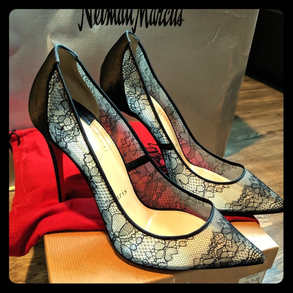 Christian louboutin pigalace sz 38 satin heel